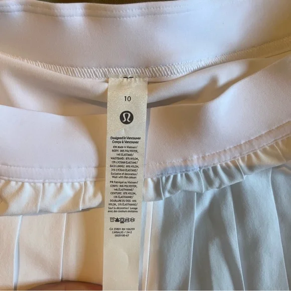 🚨SOLD🚨[NWOT] LULULEMON "High-Rise Pleated Tennis Skirt" in White: Sz 10 - Picture 11 of 13